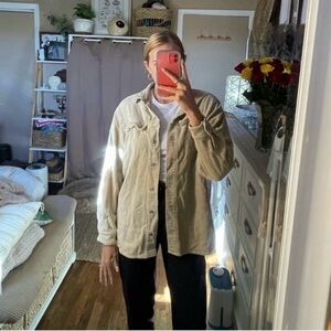 Missguided two tone tan neutral corduroy shacket